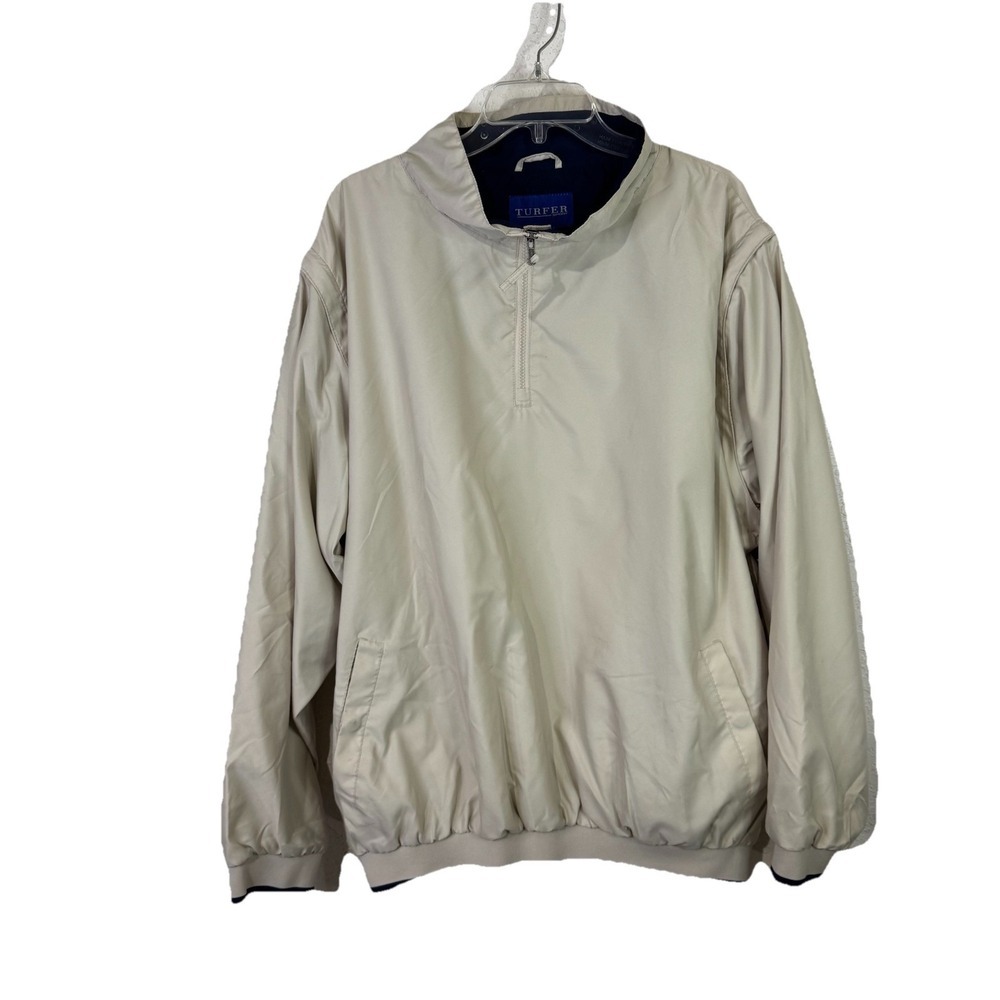Turfer Golf Jacket Men Tan 3X Zip off‎ Sleeves Lightweight Blue Lining